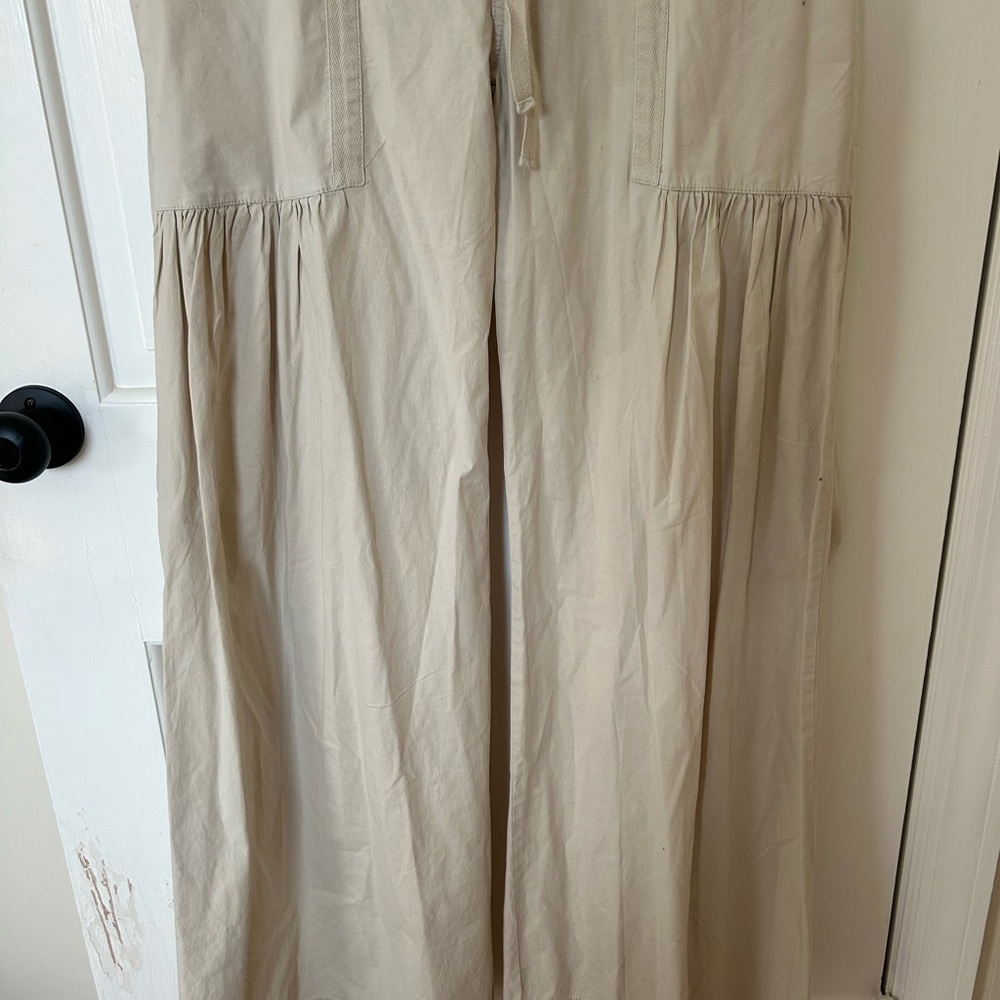 XCVI BEIGE XCVI WILLOW WIDE LEG STRETCH POPLIN PANTS SIZE MEDIUM - Picture 3 of 9